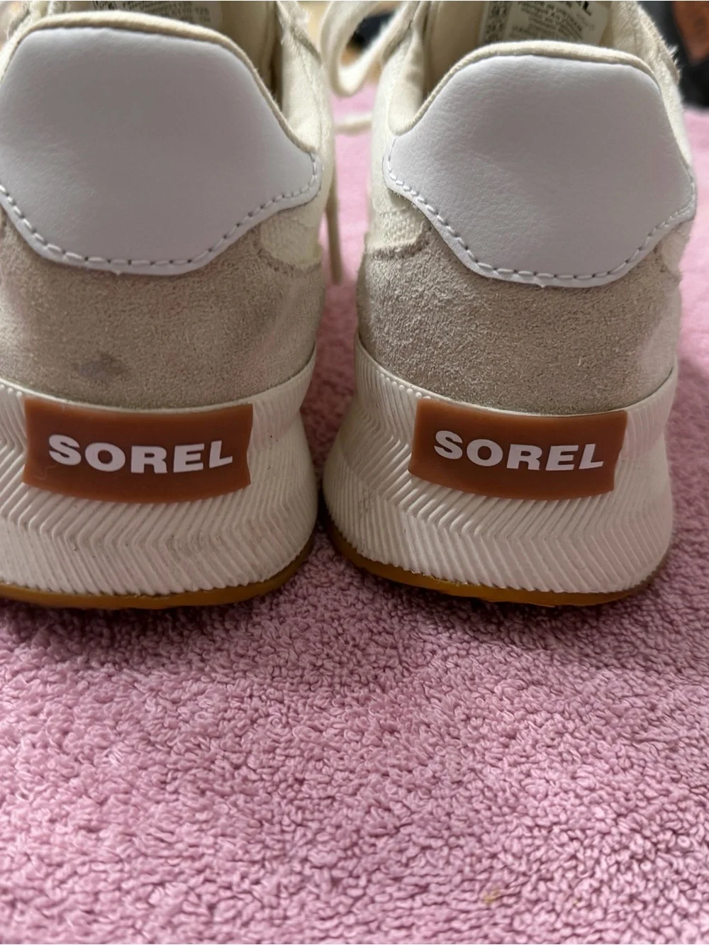 Sorel womens Cream Canvas & Suede Lace-Up Sneakers